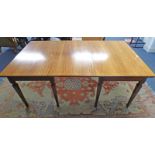 INLAID MAHOGANY DINING TABLE ON SQUARE SUPPORTS