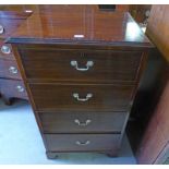 MAHOGANY CHEST OF 4 DRAWERS ON BRACKET SUPPORTS 111 CM TALL X 64 CM TALL