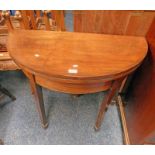 LATE 19TH EARLY 20TH CENTURY MAHOGANY GAMES TABLE WITH SQUARE TAPERED SUPPORTS