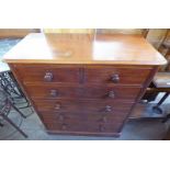 19TH CENTURY MAHOGANY CHEST OF 2 SHORT OVER 4 LONG DRAWERS ON PLINTH BASE 130CM TALL X 115CM WIDE