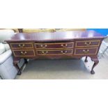 MAHOGANY SIDEBOARD ON BALL AND CLAW SUPPORTS WITH 2 LONG FLANKED BY 4 SHORT DRAWERS- 185CM LONG