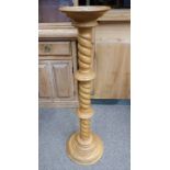 OAK TORCHERE WITH TURNED COLUMN 98CM TALL