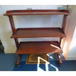 19TH CENTURY MAHOGANY 3-TIER BUFFET ON SHAPED SUPPORTS - WIDTH 107CM