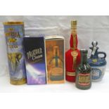 VARIOUS BOTTLE OF RUM & LIQUEUR TO INCLUDE ALFRED LAMBS NAVY RUM PORCELAIN DECANTER,