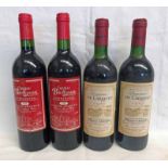 2 BOTTLES CHATEAU LA BOUTIGNANE - VINTAGE 1996 & 2 BOTTLES DOMAINE DE L'ARRIVET - VINTAGE 1987