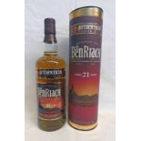 1 BOTTLE BENRIACH 21 YEAR OLD SINGLE MALT WHISKY, AUTHENTICUS PEATED MALT - 70CL,