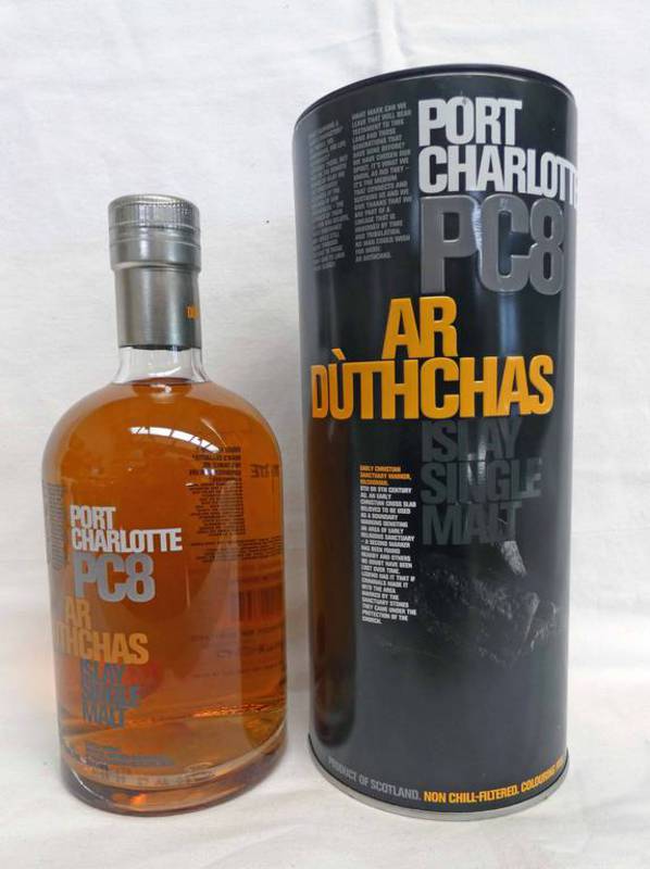 1 BOTTLE PORT CHARLOTTE 8 YEAR OLD SINGLE MALT WHISKY, PC8 AR DUTHCHAS, BOTTLED 2009 - 700ML, 60.