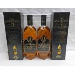 2 BOTTLE THE ANTIQUARY 12 YEAR OLD BLENDED WHISKY - 75CL, 40% VOL.