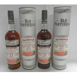 2 BOTTLES LONGMORN 21 YEAR OLD SINGLE MALT WHISKY, DOUGLAS OLD PARTICULAR BOTTLING,