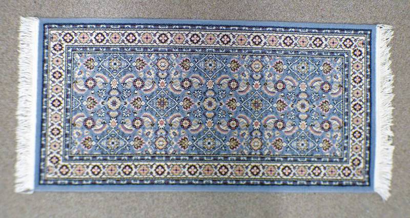 BLUE GROUND FLORAL DECORATED RUG 144 X 70 CM - Image 2 of 2