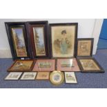 2 FRAMED WATERCOLOURS OF COUNTRY SCENES SIGNED GEORGE CATHRO & VARIOUS OTHER PICTURES,