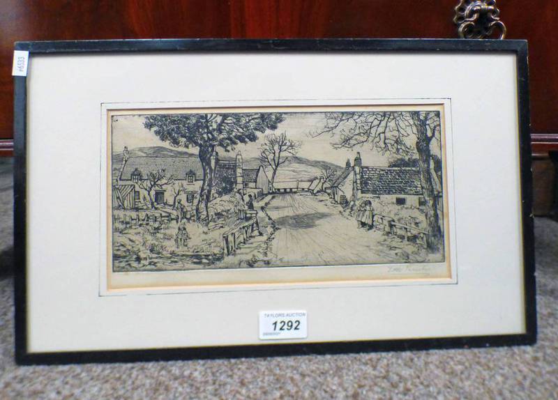 DAVID WATERSON LITTLE BRECHIN FRAMED ETCHING 14 X 27 CM