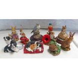 ASSORTMENT OF BORDER FINE ARTS FIGURES INCLUDING :- MM01 'MOUSE & APPLE CORE' SIGNED A WALL,