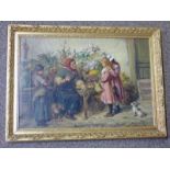 R SANDERSON, THE FLOWER SELLER, SIGNED & DATED 1899, GILT FRAMED OIL PAINTING,