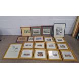 SELECTION OF FRAMED PICTURES INCLUDING FRAMED ETCHING OF BORTHWICK CASTLE, FROM A BAND OF HOPE,