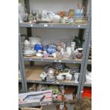 4 SHELVES OF PORCELAIN INCLUDING 19TH CENTURY VARIOUS DOULTON WARE,