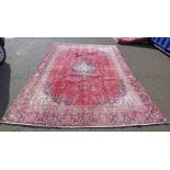 LARGE RED GROUND PERSIAN KASHAN CARPET WITH TRADITIONAL KASHAN DESIGN 350 X 257CM