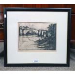 WILLIAM LAMB LE VIEUX POINT SIGNED IN PENCIL FRAMED ETCHING 19 X 26 CM