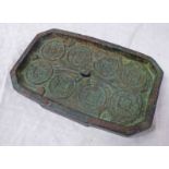 CHINESE BRONZE COIN MOULD FOR 8 COINS - 13 CM LONG