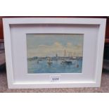 JAMES MACKIE SMITH MONTROSE SIGNED BELOW MOUNT FRAMED WATERCOLOUR 14 X 19 CM