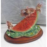 'MERRIE MICE' FROM BORDER FINE ARTS. 'FRUIT FUN' FIGURE AD441 'MELON RACK N' ROLL SIGNED R.G.