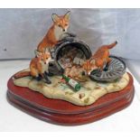 BORDER FINE ARTS FIGURE B0332 'FAMILY FORAGE' SIGNED KIRSTY LENGTH OF BASE 21 CM
