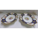 2 ROYAL CROWN DERBY PORCELAIN PLATES WITH FLORAL DECORATION,