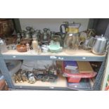 SELECTION OF VARIOUS PORCELAIN, PEWTER WARE, TAPE MEASURES,