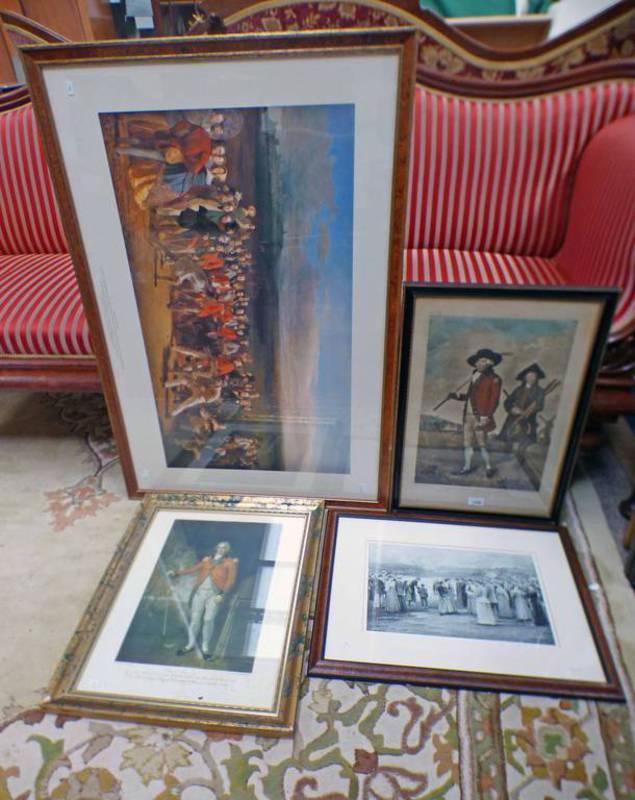 SELECTION OF 4 FRAMED PRINTS OF HISTORIC GOLF SCENES INCLUDING "THE GOLFERS"