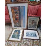 SELECTION OF 4 FRAMED PRINTS OF HISTORIC GOLF SCENES INCLUDING "THE GOLFERS"