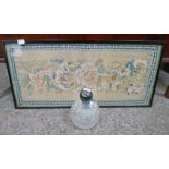 FRAMED 19TH CENTURY CHINESE TAPESTRY/PANEL AND A SILVER TOPPED SCENT BOTTLE -2-