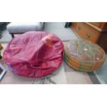 TWO LEATHER MIDDLE EASTERN FLOOR CUSHIONS,