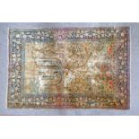 YELLOW GROUND MIDDLE EASTERN CARPET DECORATED WITH TREE OF LIFE,