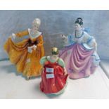 3 ROYAL DOULTON FIGURINES INCLUDING 'REBECCA HN 2805 - 'KIRSTY' HN 2381 MODELLED BY PEGGY DAVIES -