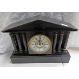 BLACK SLATE 19TH CENTURY MANTLE CLOCK WITH OPEN ESCAPEMENT