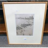 JAMES MCBEY VIEW OF THE MOLO, VENICE SIGNED IN PEN FRAMED ETCHING 31.