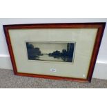 JOHNSTONE BAIRD ON THE DEE SIGNED IN PENCIL FRAMED PROOF ETCHING 12.5 CM X 29.