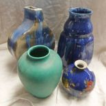 ROYAL LANCASTRIAN PORCELAIN VASE - 19 CM, ART POTTERY VASE WITH BLUE DECORATION,