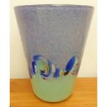 STRATHEARN GLASS PURPLE & GREEN VASE - 19CM TALL