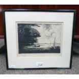 WILLIAM LAMB EVENING SIGNED IN PENCIL FRAMED ETCHING 18 X 23 CM