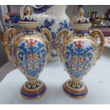 PAIR OF NORITAKE VASES - 23CM HIGH Condition Report: Both have wear and rubbing to