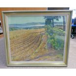 FRAMED OIL PAINTING OF VIEW OF DUNDEE 16 X 73 CM SIGNED K ROBERTS