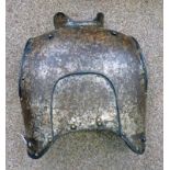 ARMOUR PLATE MARKED 'KLINGENTHAL 33' RAISED COLLAR, BRASS RIVETS AND STEEL STOCKS, WEIGHS 6.