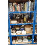 LARGE SELECTION OF VARIOUS PORCELAIN, BOOKS ETC INCLUDING DENBY DINNERWARE,