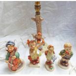 HUMMEL TABLE LAMP AND 4 HUMMEL FIGURES -5- Condition Report: The two female figures