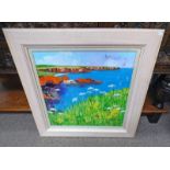 DANIEL CAMPBELL CARLINGHEUGH BAY (THE FLAIRS) SIGNED FRAMED OIL PAINTING 58 X 58 CM