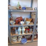 LARGE SELECTION OF PORCELAIN GLASSWARE, WOODEN ELEPHANT,