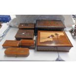 VARIOUS LEATHER & WOODEN BOXES Condition Report: The large box with carved