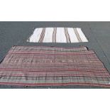 WHITE AND BLACK JERUSALEM RUG AND A STRIPED JERUSALEM RUG 230 X 115 CM AND 280 X 125 CM