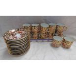 12 PIECE ROYAL CROWN DERBY PORCELAIN COFFEE SET Condition Report: One cup has some